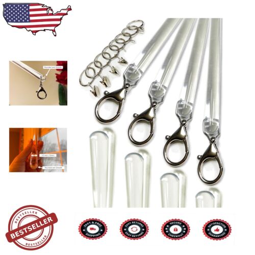 Durable 24" Clear Acrylic Curtain Pull Wand Set - Versatile Drapery Solution