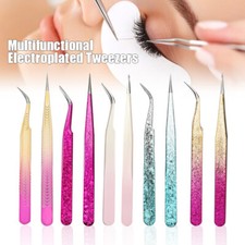 2PCS Multifunctional Electroplated Tweezers Salon Tools Beauty Nail Art DIY Tool