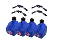 VP Racing 4 Pack Blue Square 3 Gallon Fuel Jugs+ Hose, Hose Bender