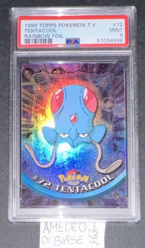 PSA 9 Pokemon Topps Tentacool#72 Rainbow Foil English 1999 - Imagen 1 de 8
