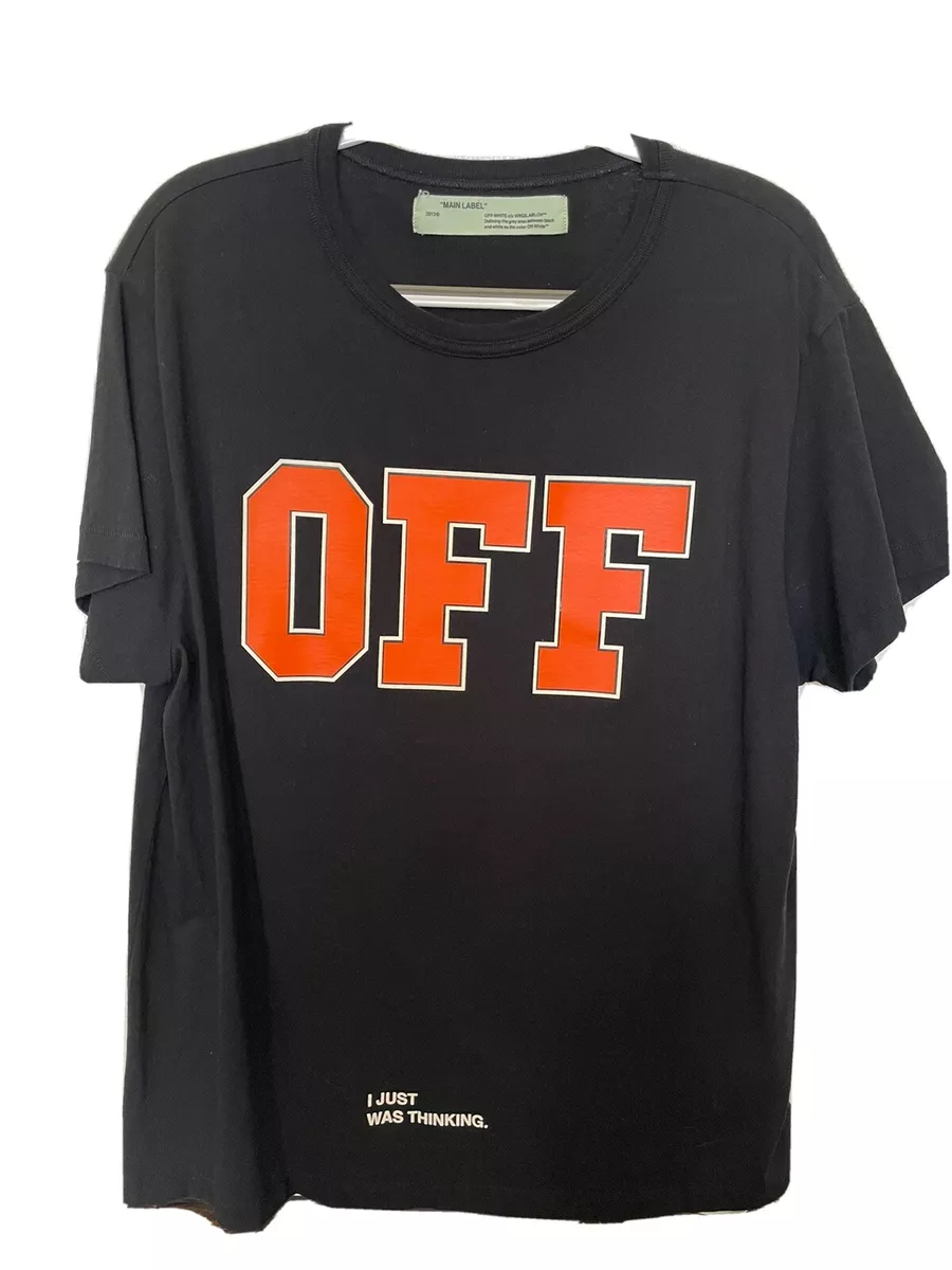 Black and orange off white t shirt sales