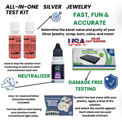 #ad #ad Silver Testing Kit 2 Solutions Acid with Scratch Stone amp; Neutralizer JSP 999 $15.49