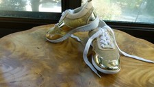 Bebe Girls Sneakers Gold Glitter Lace Up Size 13