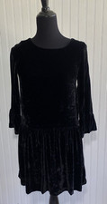 Madewell Black Velvet Bell Sleeve Drop Waist Dress Womens Size XS Romantic Goth