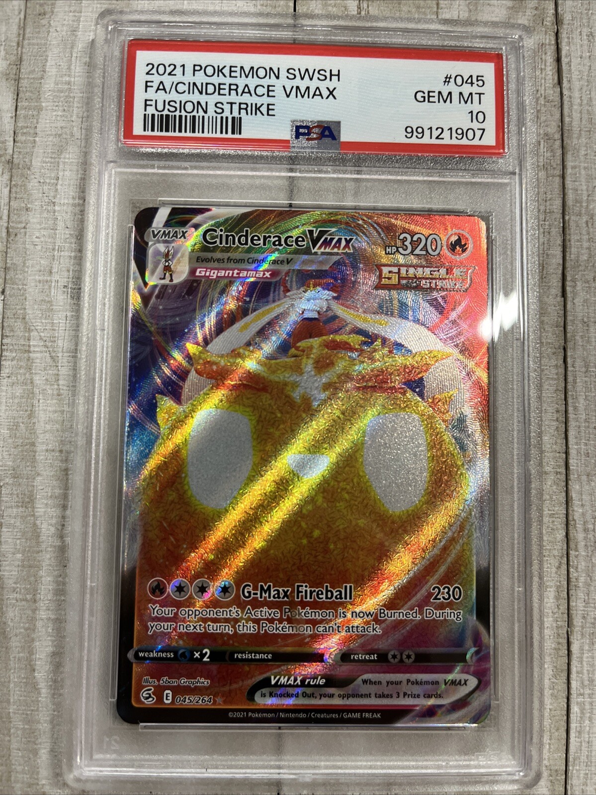 PSA 10 2021 Pokemon SWSH FA/ Cinderace Vmax Fusion Strike #045