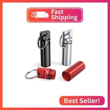 Small Portable Pill Box Keychain 3 Pack , Aluminium Alloy Mini Pill Organizer C