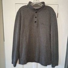 TOMMY BAHAMA Size Large Men s Snap Button Pullover Gray Sweater Long Sleeve