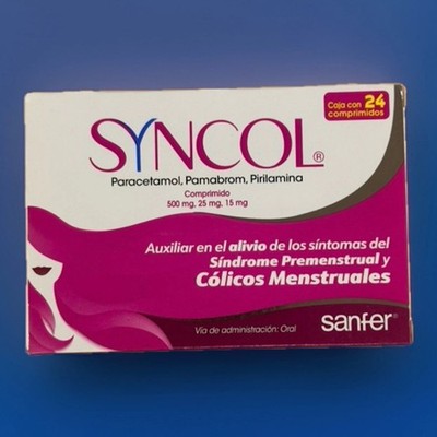 Sincol 24 Tablets Menstrual Relief Pain Paracetamol Mexico Imported