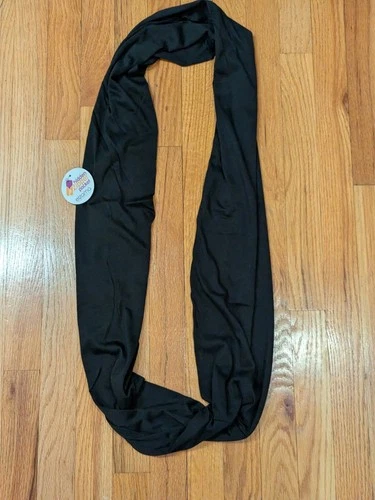NWT Elzama Infinity Loop Solid Black Scarf with Hidden Zipper Pocket Women NEW - product listing photo
