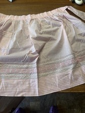 Vtg Apron Half Waist Pink Gingham Plaid Embroidered Shiny Rick Rack Cottagecore