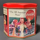 Vintage Coca-Cola Octagonal Storage Tin All-American Pause Red Decor "Empty"