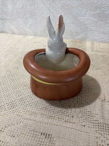 Vintage Rabbit Top Hat with Duck Planter Made in Japan Easter 1950s Kitsch - 第 5/7 張圖片