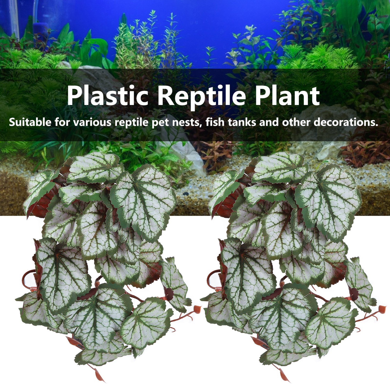 2x Artificial Water Plant Simulation Vine Lifelike Plastic Leaves Decoration Wit