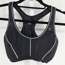 Danskin Now Womens Sz M Racerback Sports Bra Black Mesh Lightly Padded