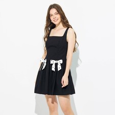 Women Sleeveless Bow Tie Accent Mini Dress - Wild Fable Black L