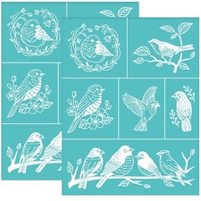 2 Pcs Silk Screen Stencils Bird Pattern Self-Adhesive Silk Screen Printing St...