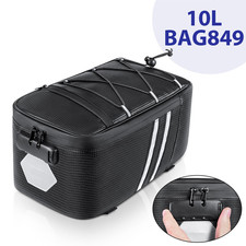 10L Bike Seat Bag Mounted on Rear Rack Waterproof PU Fabric with Elastic Bands
