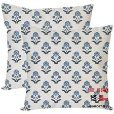 Floral Throw Pillow Covers 18x18 Inch Set of 2 and 18" x 18" Pack of 2 Blue