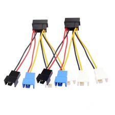2Pcs Large 4-pin to Small 4/3-pin Fan Speed Control Cable, 1-to-4 Splitter, 3...