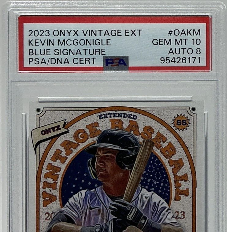 Kevin McGonigle Rookie Auto PSA 10/8 - 2023 Onyx Vintage 'Blue' - Tigers Phenom Foto 2 de 4