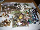 Lot #6 Vintage Beaded Costume Jewelry Necklaces Earrings Parts As Is for Crafts