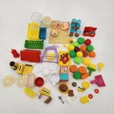 Pretend Vintage Play Food Kitchen 80 piece Lot-Fruit Veges Pans Dolls and More