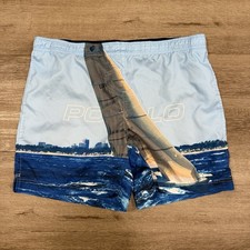 Vintage Polo Sport Ralph Lauren Sailing Sailboat Graphic Swim Trunks Medium