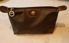 Longchamp BROWN  Cosmetic Makeup Pouch Travel Accessories Case 8" X 4" X 2.5"