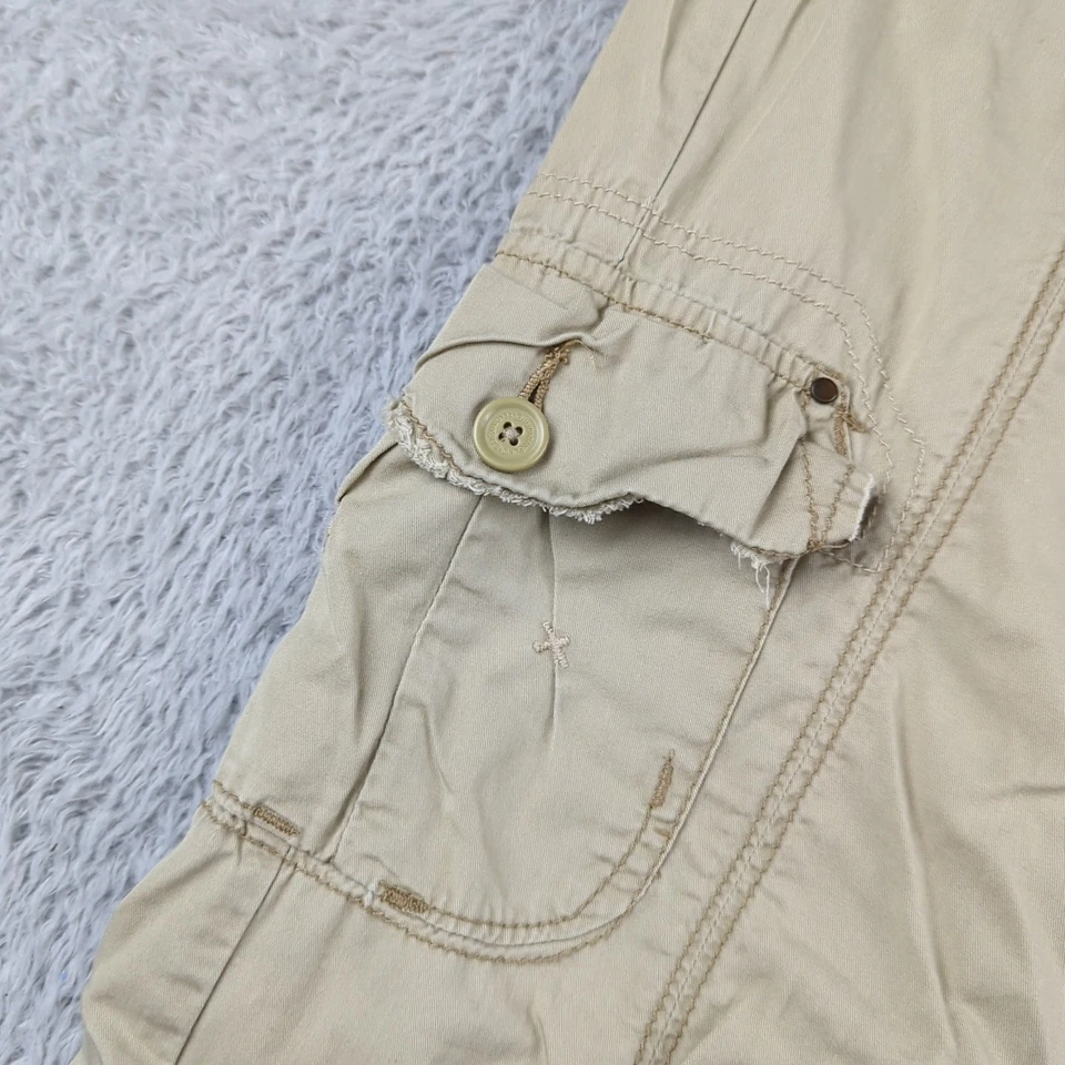 VTG Y2K Unionbay Pants Womens JRs 7 Beige Paratrooper Cargo Contrast Stitching - Image 4 of 4