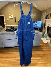 Carhartt Mens R07 DST Denim Bib Overalls Dark Stonewash Blue 42x34 Workwear RD