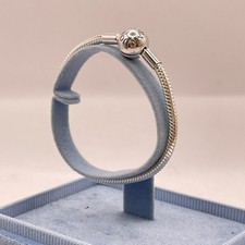 Pandora Womens Moments Snake Chain 925 Sterling Silver Bracelet W Charm Sz 6.3"