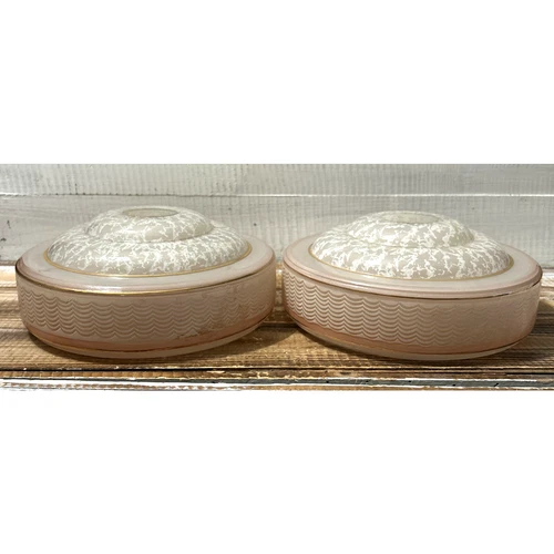 Pair Vintage Pink Gold Glass Ceiling Light Shade Globes Hollywood Regency 1950's