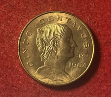 Mexico 5 Centavos 1964 Brass Coin KM#426 T9763