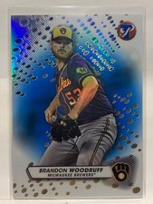 BRANDON WOODRUFF 2023 Topps Pristine #130 Blue Refractor #'d /75 Brewers