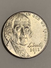 2012-P Thomas Jefferson Nickel 5 Cent Coin.