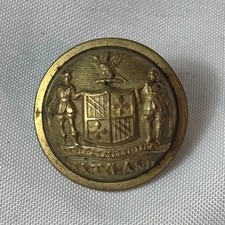 Maryland Post Civil War Uniform Button By Jacob G Minder Brass State Seal