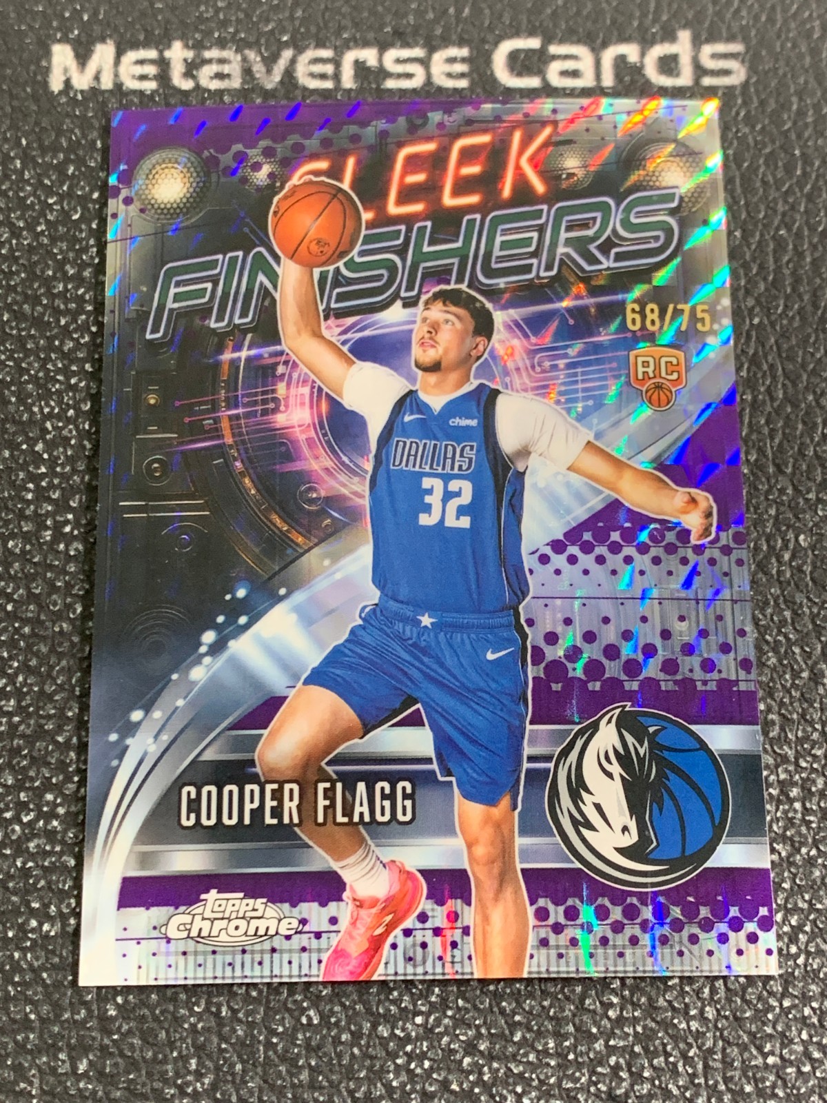 2025-26 Topps Chrome Cooper Flagg RC Rookie Sleek Finishers Purple Geometric /75