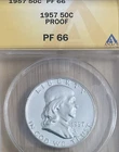 1957 Franklin Half Dollar 50c ANACS PF66 Proof