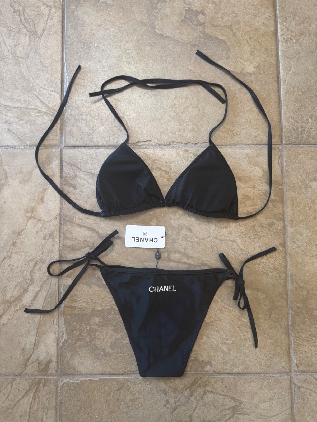 CHANEL SWIM TWO-PIECE BIKINI BATHING SUIT WOMENS SIZE XL