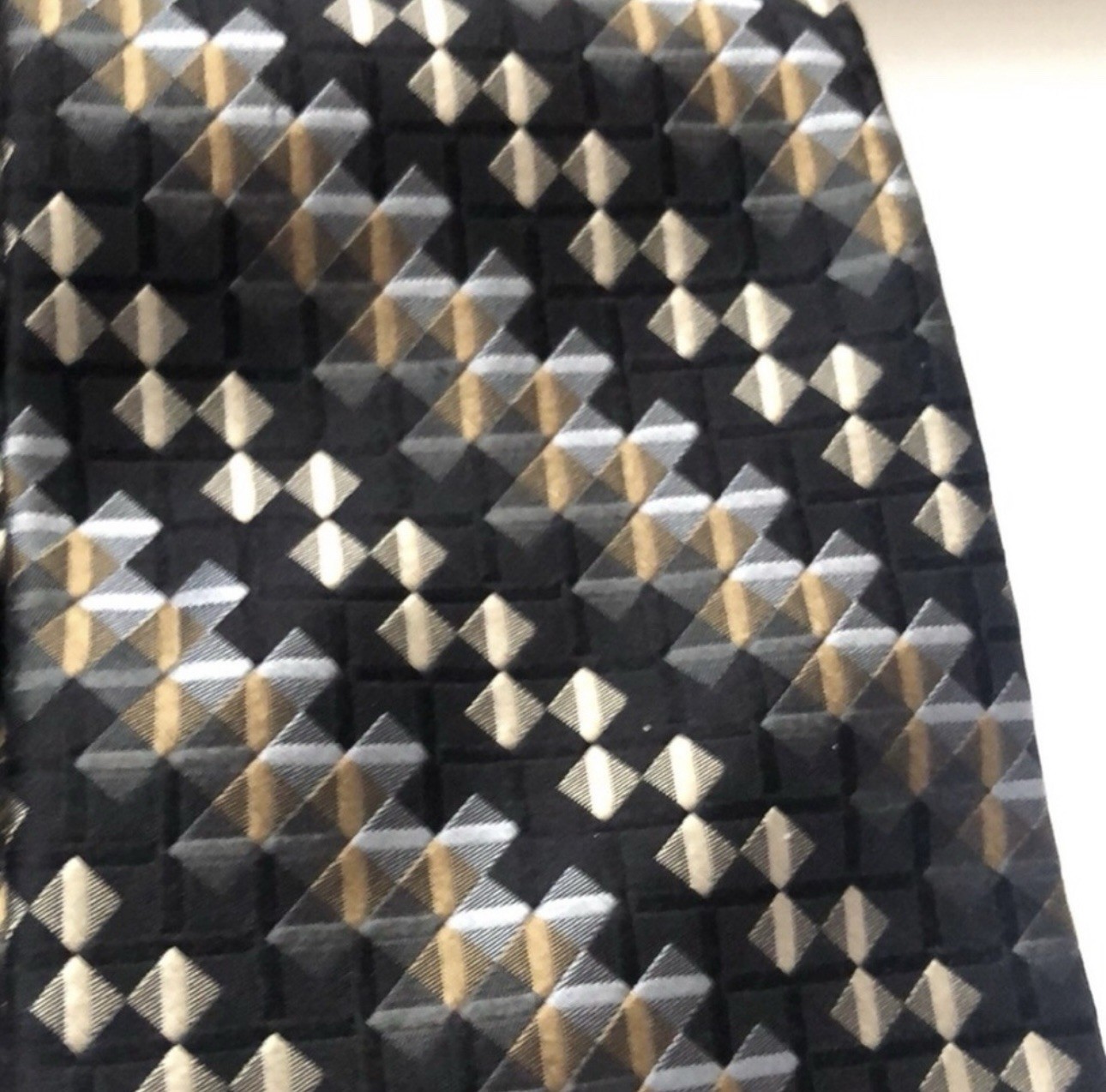 Stafford Tie Men’s Black & Brown Geometric Pattern Silk Business Office Dress