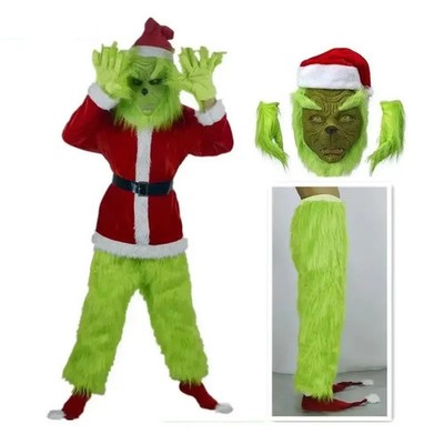 Weihnachtskostüm Grinch Cosplay Outfit Santa Claus Grünhaar Monster Party