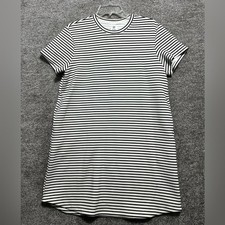 Members Mark Woman’s Black Striped Short Sleeve Dress Knee Length Size Large