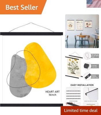 Elegant 16-Inch Magnetic Wooden Poster Hanger - Versatile Wall Art Display