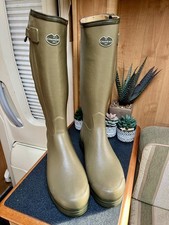 Le Chameau Chasseur Leather Lined Wellingtons 12.5 Calf 44 New With Tags And Box