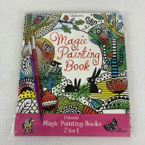 Set of 2 Usborne Magic Painting Books w/Paintbrushes - MAGIC PAINTING & UNICORNS