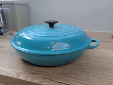Le Creuset Turquoise Cast Iron Enamelled Shallow Covered Casserole 30 cm
