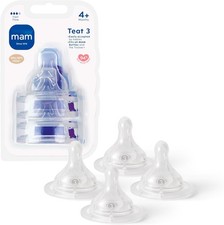 Image of MAM Teats Size 3 | 4 Pack | Fast Flow | Suitable from 4+ Months | Fits All MAM