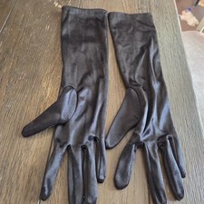 Designer Long Black Satin Dress / Dressy Gloves One Size Fits Most Stretchy
