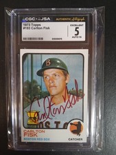 1973 TOPPS #193 CARLTON FISK 5 CGC JSA RED AUTO 10 