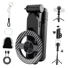 4-in-1 Multifunctional Magnetic Selfie Stick, 360° Rotation Magnetic Pocket 